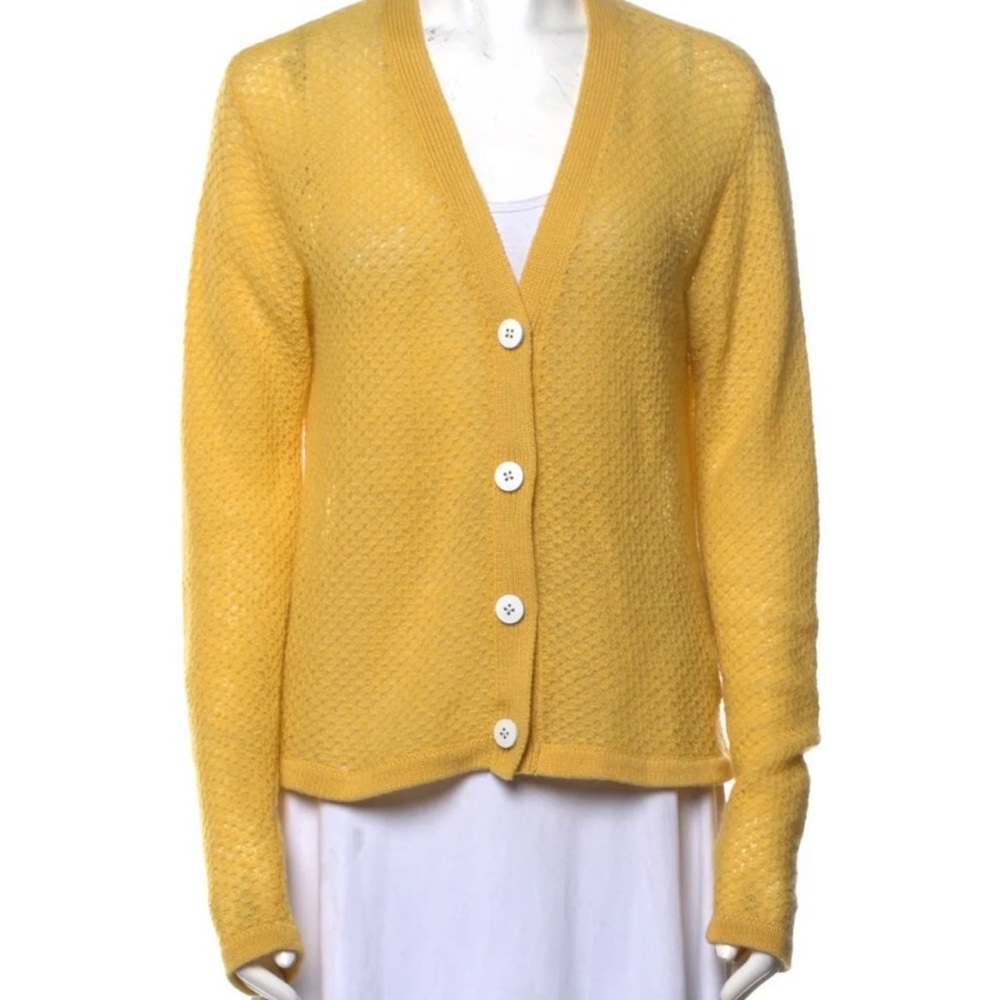 The Elder Statesman cashmere yellow cardigan